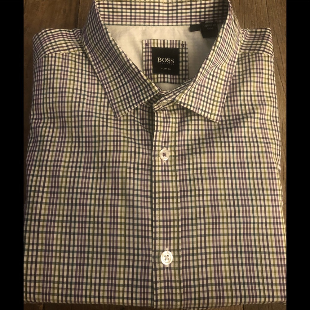Hugo Boss Slim Fit Button Up Short Sleeve! Large